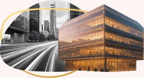 Innovative futuristic corporate Dubai skyline