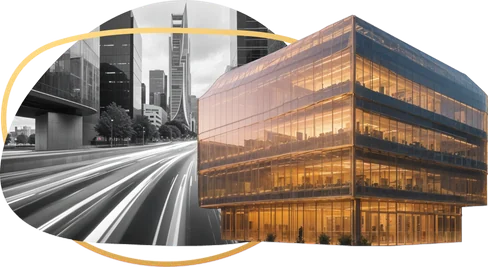 Innovative futuristic corporate Dubai skyline